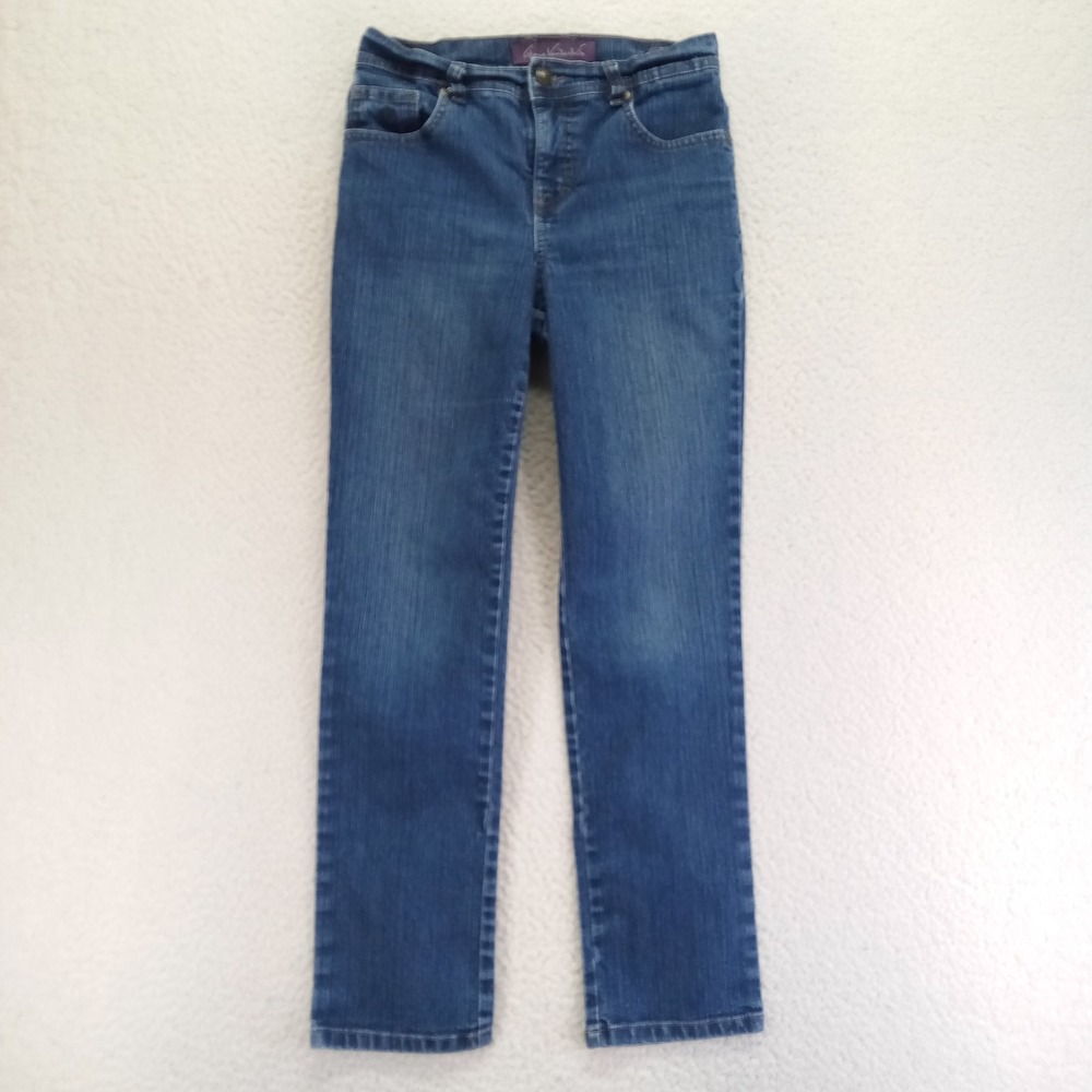 Gloria Vanderbilt Amanda High Rise Straight Leg Blue Jeans Womens 4P Petite